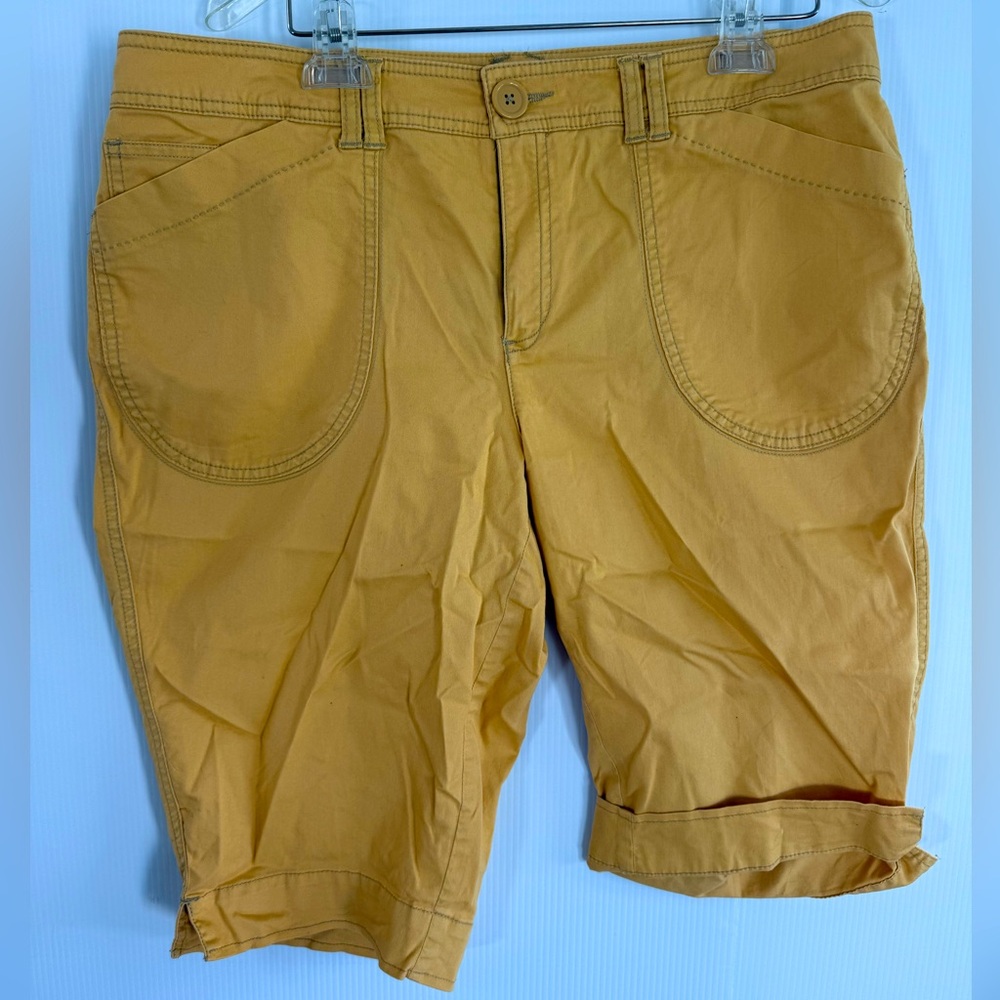 AVENUE Flat Front Yellow Shorts